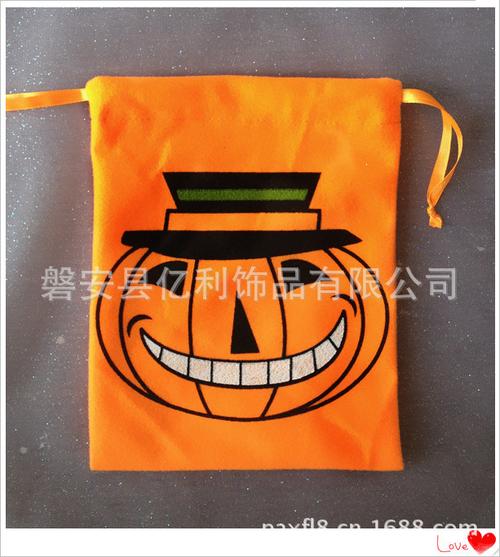 环保EN71纤绒万圣节南瓜糖果袋 安全又可爱的糖果收纳选择
